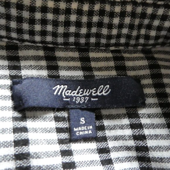 Madewell Oversized Boyshirt in Mini Gingham Check White Black Cotton S - Picture 7 of 9